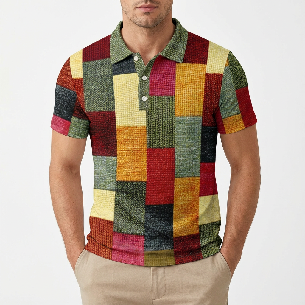 Danny | Polo de Manga Corta con Diseño Patchwork para Hombre