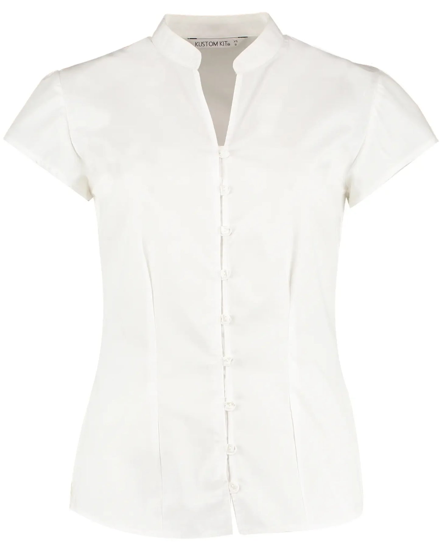 Blusa de mujer Tailored Fit Mandarin Collar Poplin Cap Sleeve