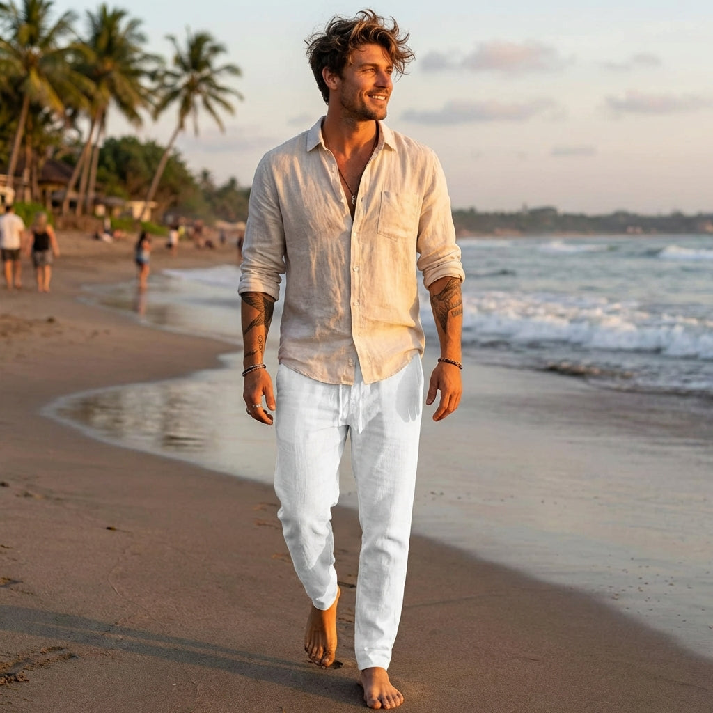 Mateo | Pantalón Recto con Cordón Casual Hombre